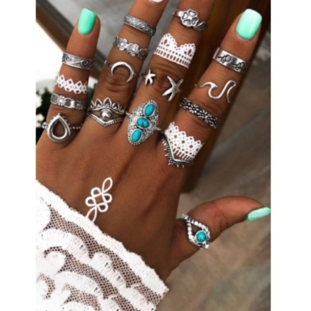 ☀️Boho Silver Ring Set☀️